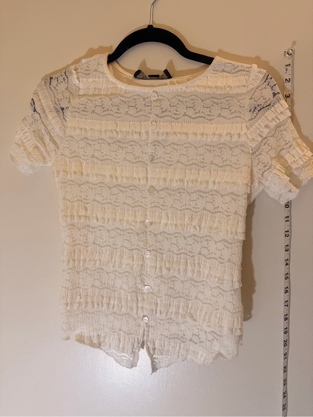 Ivory Lace Ruffled Button-Front Top